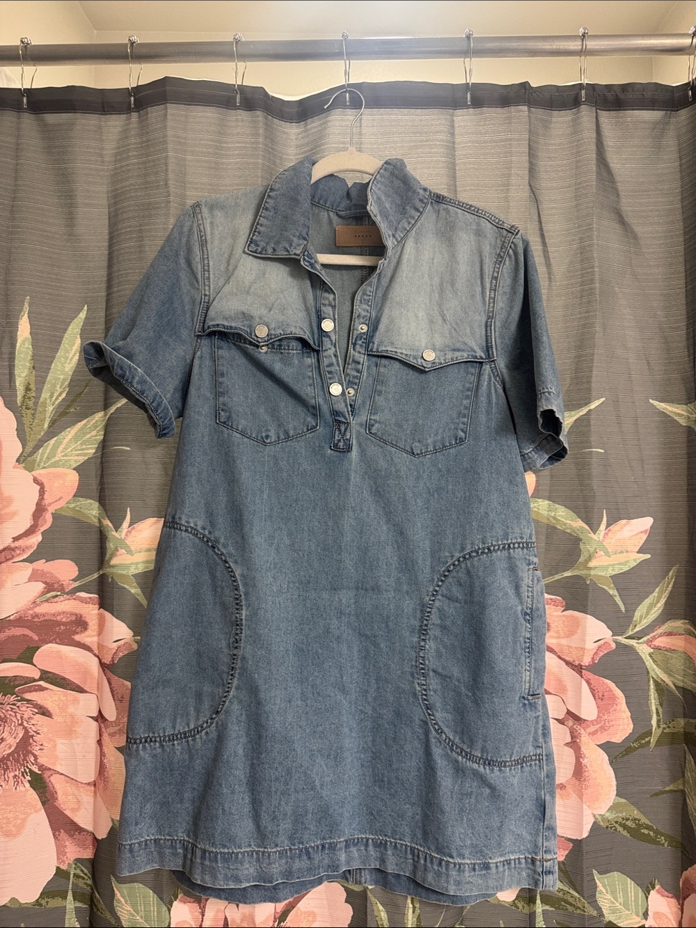 Blank NYC Light Blue Denim Mini Shirt Dress